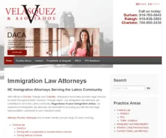 Velasquezlaw.net(Durham Immigration Law Attorneys Attorney Ricardo Velasquez) Screenshot