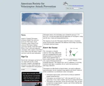 Velociraptors.info(American Society for Velociraptor Attack Prevention) Screenshot