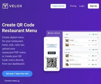 Veloxmenus.com(Create QR Code Digital Restaurant Menu) Screenshot