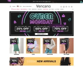 Vencano.com(Vencano offers a wide selection of trendy fashion style women's clothing) Screenshot