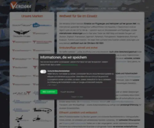 Vendana.de(Unsere Flugzeuge und Hubschrauber sind weltweit für Sie im Einsatz) Screenshot