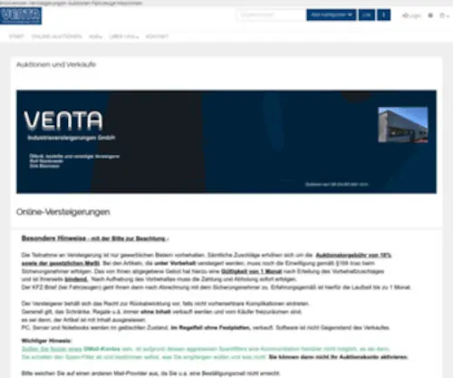 Venta-Com.de(Umleitung zur Venta Industrieversteigerungen GmbH) Screenshot
