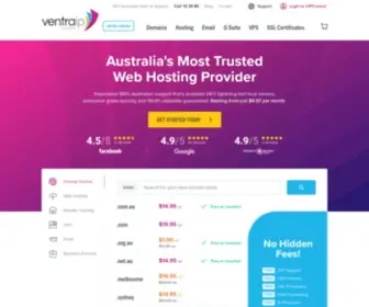 Ventraip.com.au(100% Australian Website Hosting & Domain Names) Screenshot