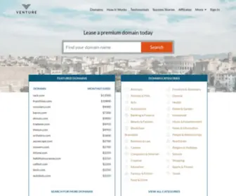 Venture.com(Leasing premium domains to help startups) Screenshot