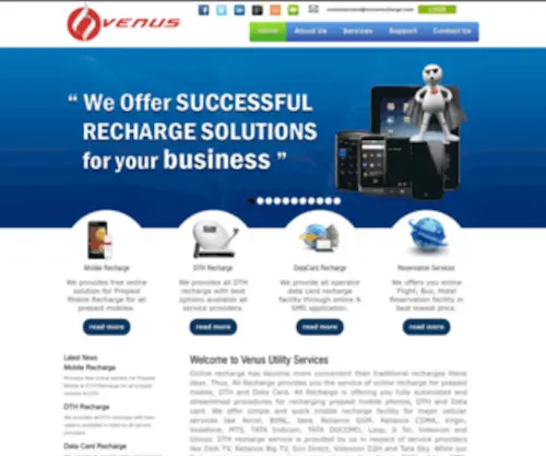 Venusrecharge.com(Venus Utility Services) Screenshot