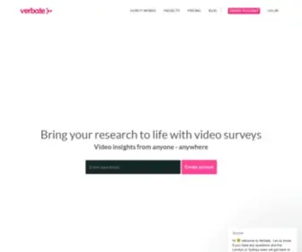 Verbate.com(Video Surveys for Qualitative Market Research) Screenshot