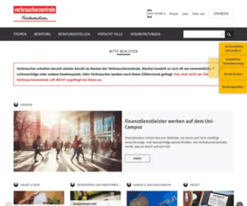 Verbraucherzentrale-Niedersachsen.de(Die Verbraucherzentrale Niedersachsen berät Sie unabhängig und inidviduell) Screenshot