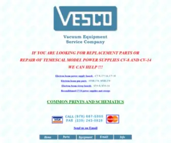 Vesco-USA.com(Parts and service for Airco Temescal electron beam guns) Screenshot