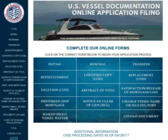Vesseldocumentation.center(US Coast Guard Vessel Documentation Services) Screenshot