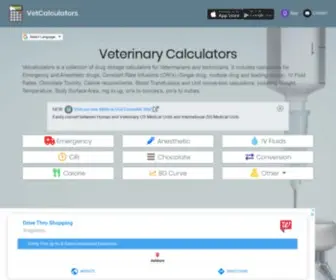 Vetcalculators.com(Veterinary Drug Calculators for Emergency and Anesthetic Drugs) Screenshot