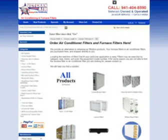 Veteranairfilters.com(Air Conditioner Filters and Furnace Filters) Screenshot