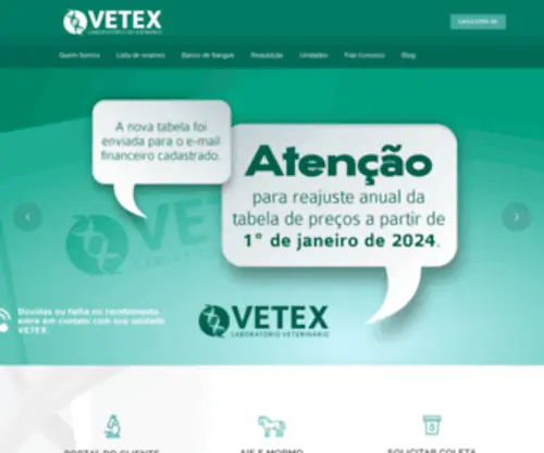 Vetex.vet.br(Laboratório Veterinário VETEX) Screenshot