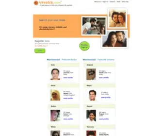 Vevahik.com(100% Free matrimonial site for indian community brides and grooms) Screenshot