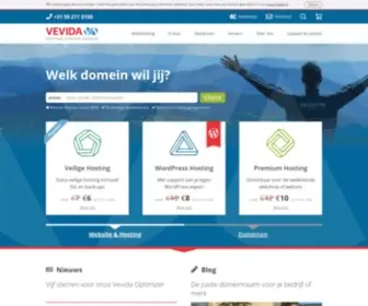 Vevida.com(Hosting, domeinnamen en e-mail zorgeloos geregeld bij Vevida) Screenshot