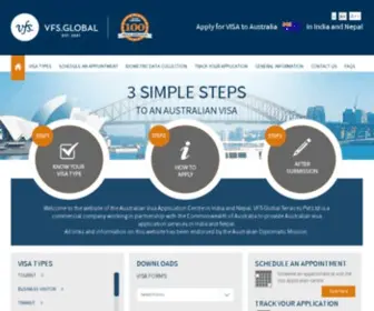 VFS-AU-IN.com(Australia Visa Information) Screenshot