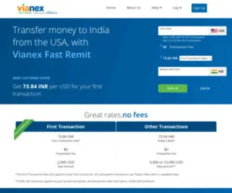 Vianexfastremit.com(Send Money to India from USA) Screenshot