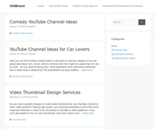 Vidboost.com(Video Creator News) Screenshot