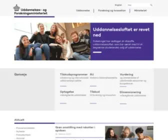 Videnskabsministeriet.dk(Og Forskningsministeriet) Screenshot
