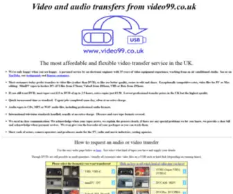 Video99.co.uk(UK's most affordable and flexible video transfers to DVD or computer) Screenshot