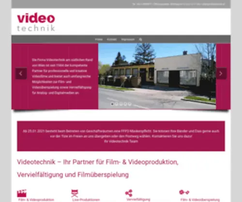 Videotechnik.at(Videoproduktion und Digitalisierung in Österreich) Screenshot