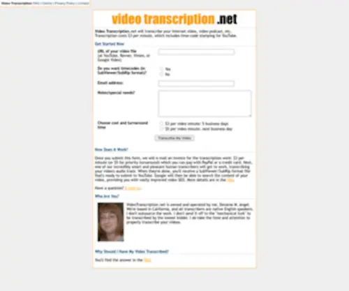 Videotranscription.net(Video Transcription) Screenshot