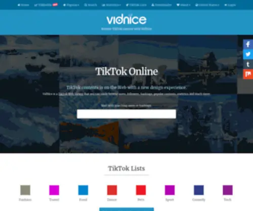 Vidnice.com(TikTok Web Viewer Online and Analytics) Screenshot