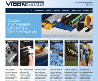 Vidonplastics.com(Custom Thermoplastic Extrusions & Extruded Products) Screenshot