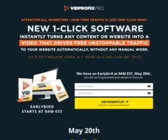 Vidprofixpro.com(Earlybird) Screenshot