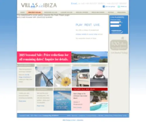 Villasinibiza.com(Holiday Rentals for the island of Ibiza) Screenshot