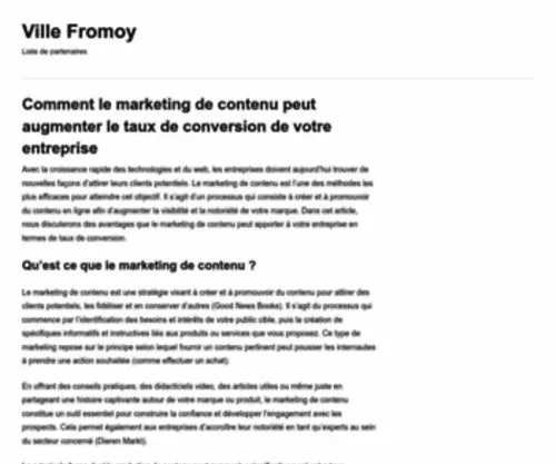 Villefromoy.fr(Comment le marketing de contenu peut augmenter le taux de conversion de votre entreprise) Screenshot