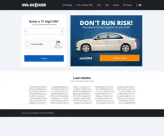Vin-Decoder.com(VIN Decoder free tool to lookup VIN Number. Enter vehicle's 17) Screenshot