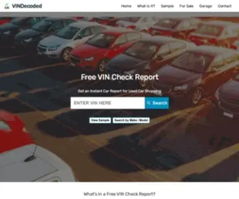 Vindecoded.com(Free VIN Check Reports) Screenshot