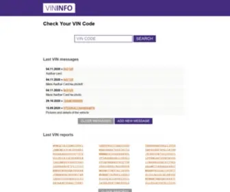 Vininfo.eu(VIN messages and reports) Screenshot