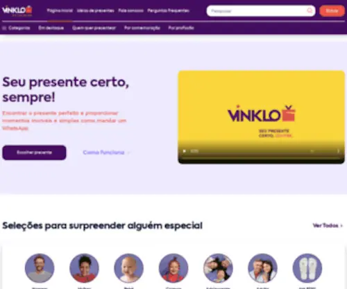 Vinklo.com.br(As melhores ideias de presentes perfeitos para todas as ocasiões) Screenshot