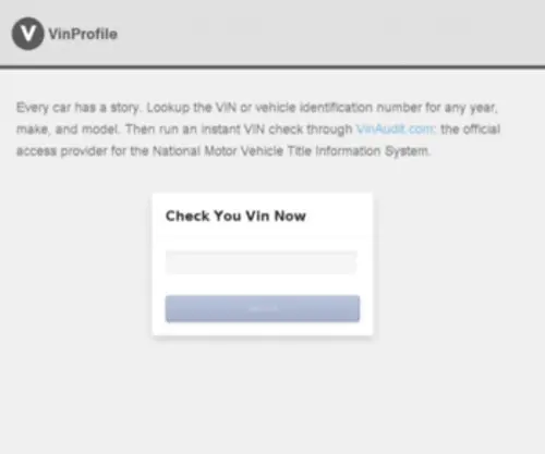 Vinprofile.com(Vehicle History) Screenshot
