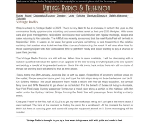 Vintage-Radio.com.au(Australia's only Vintage & Antique Radio & Television Forums) Screenshot