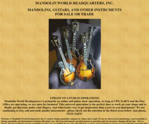 Vintagemandolin.com(Mandolin World Headquarter offers only the best Vintage Mandolins for Sale) Screenshot