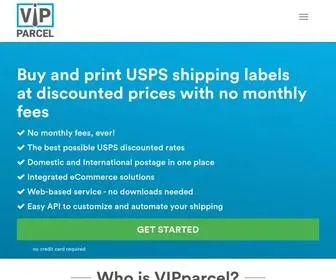Vipparcel.com(An online postage printing service) Screenshot