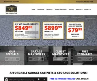 Vipsmartstorage.com(Installing garage cabinets and affordable garage storage solutions) Screenshot