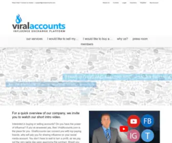 Viralaccounts.com(Buy & Sell Your Viral Social Media Account Influence) Screenshot