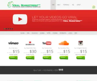 Viralmarketeers.net(Your Social Media Marketing Warehouse. Buy YouTube Views) Screenshot