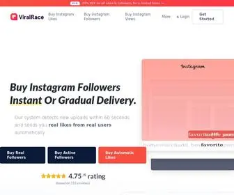 Viralrace.com(Buy Instagram Followers & Likes) Screenshot