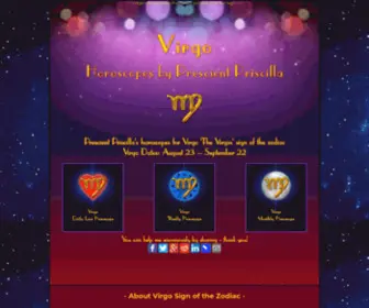 Virgo-Horoscope.co.uk(Home page Virgo Star Sign of the Zodiac Horoscope website by Prescient Priscilla virgo Horoscopes Social Media) Screenshot