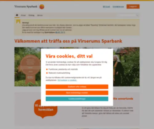 Virserumssparbank.se(Bank med banktjänster och försäkring) Screenshot