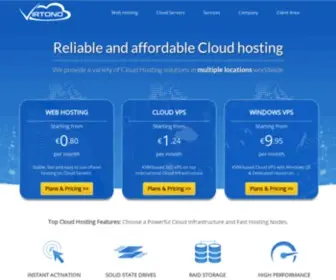 Virtono.com(Reliable and affordable Cloud hosting services) Screenshot