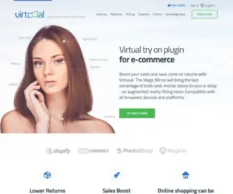 Virtooal.com(Virtual mirror try on plugin technology for your e) Screenshot