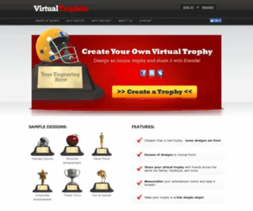 Virtualtrophies.com(Online Virtual Trophies) Screenshot