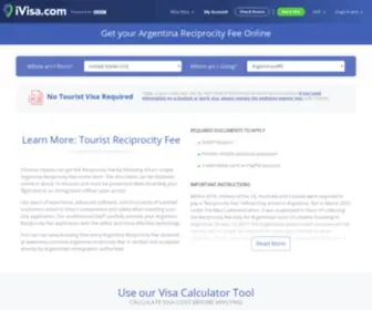 Visatoargentina.com(Argentina Reciprocity Fee tourism or business) Screenshot