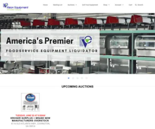 Visionequipment.com(Supermarket Equipment Auctions and Restaurant Equipment Auctions) Screenshot