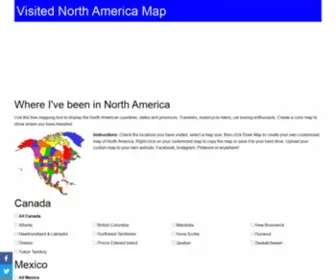 Visitednorthamericamap.com(Visited North America Map) Screenshot